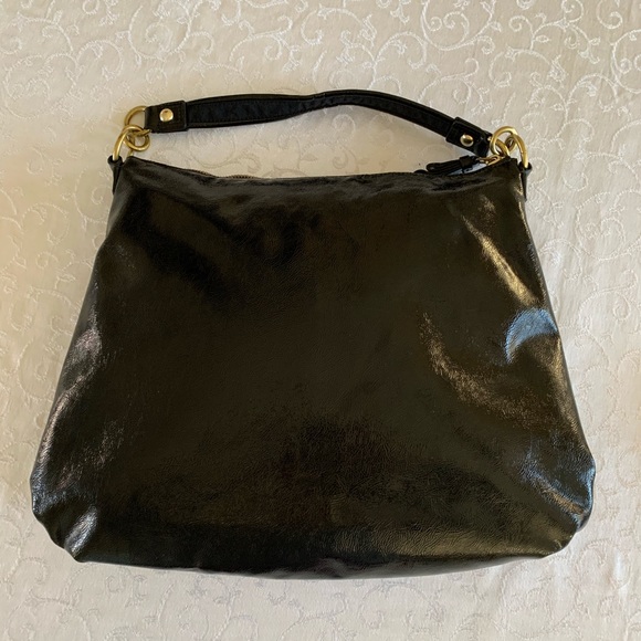 Coach Poppy Black Patent Leather Shoulder Bag - Picture 9 of 16